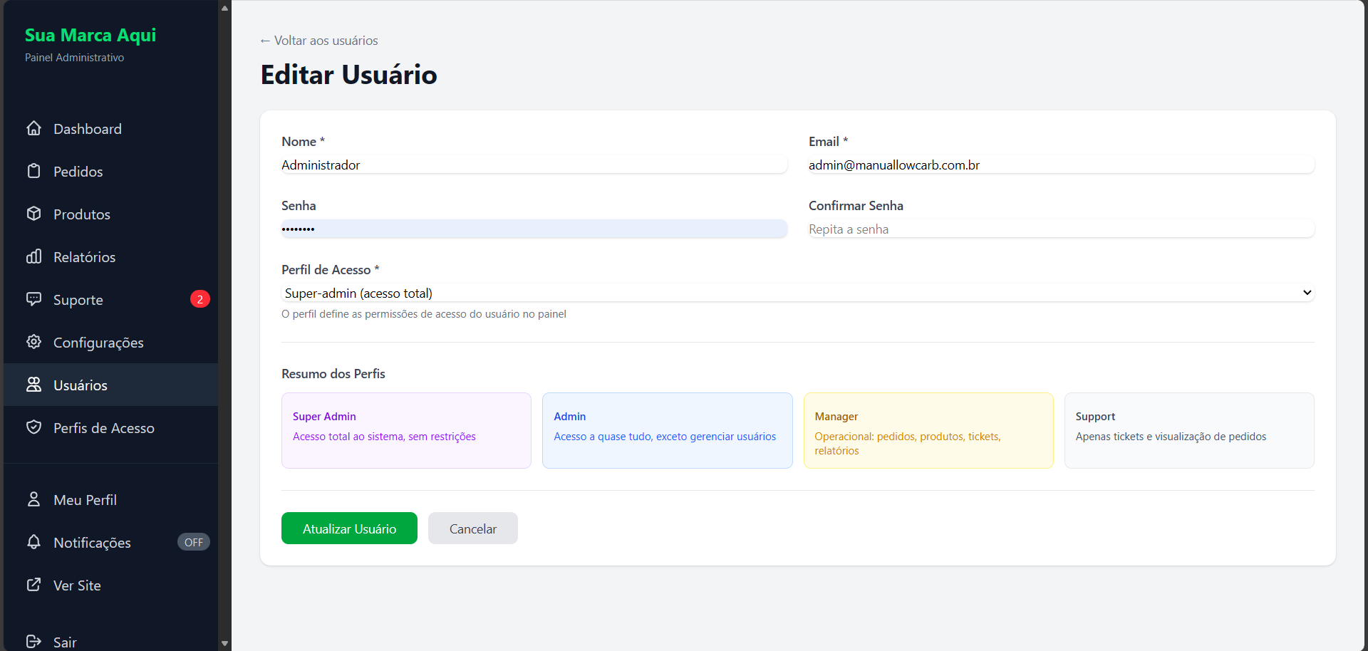 Editar Usuário - Desktop